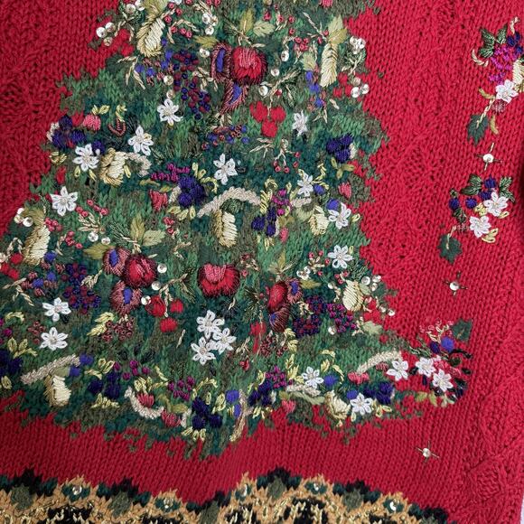 Vintage Heirloom Collectibles Sweater Womens Medium Red Ugly Christmas Tree 90s - Picture 4 of 10